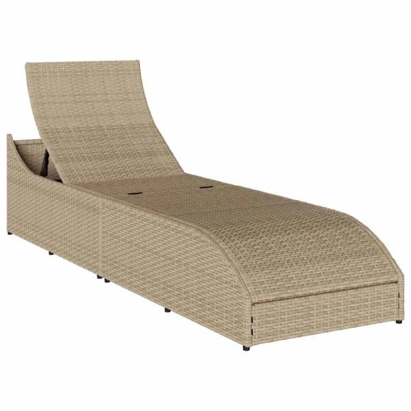 vidaXL hopfällbar solstol med dyna och förvaring beige konstrotting