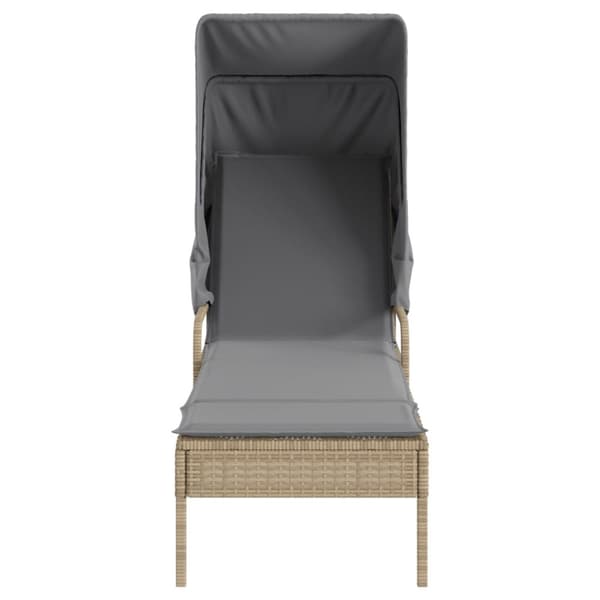 Solsäng med tak beige konstrotting