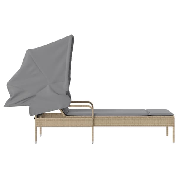 Solsäng med tak beige konstrotting