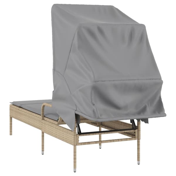 Solsäng med tak beige konstrotting