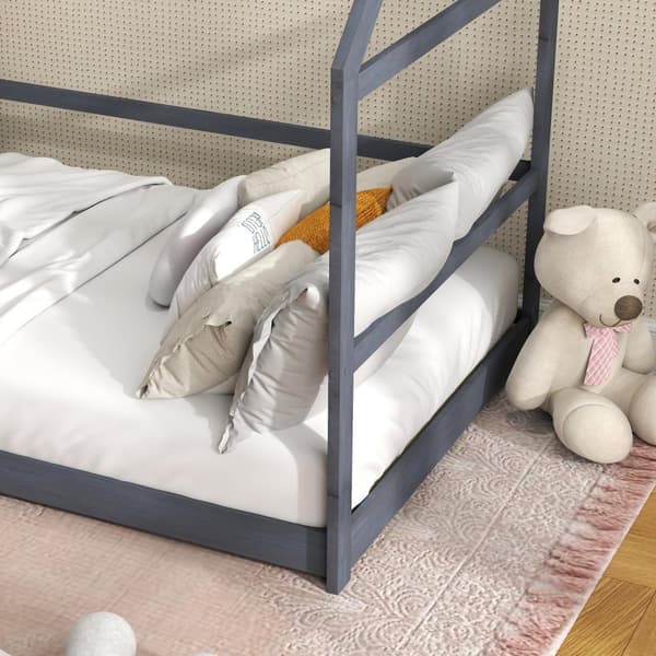 Rootz Children's Hut Bed - Kids Bed - Småbarnsäng - Säkerhetsräcke - Pine Wood - 196L x 97,5W x 135H CM - Perfekt för åldrarna 3-8
