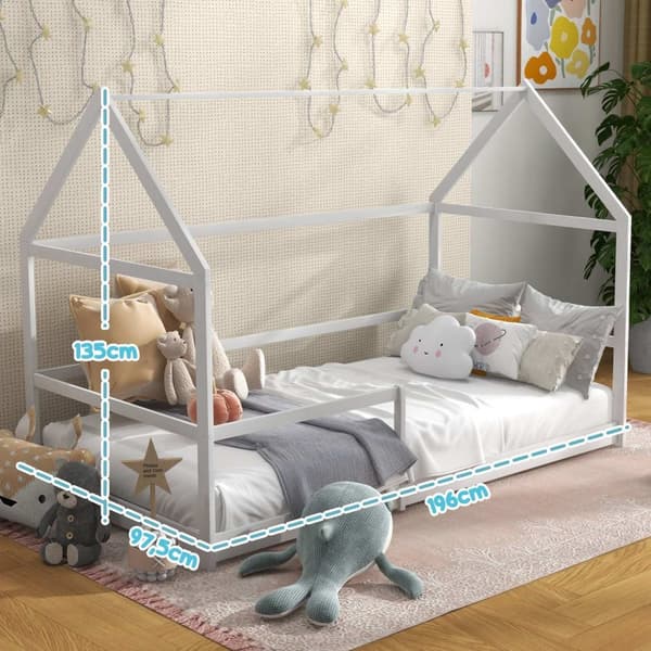 Rootz Children's Hut Bed - Tree House Bed - Barn Bed - Fall Protection - Secure Räcken - 196L X 97,5W X 135H CM
