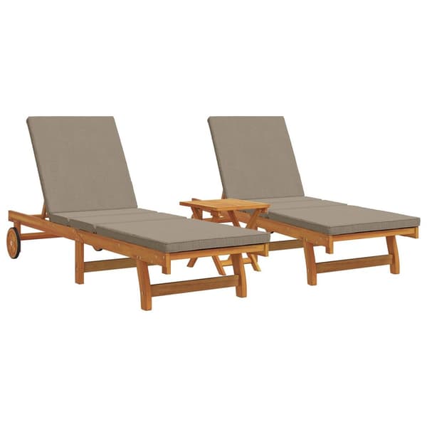 vidaXL Solsenger 2 stk med Bord & Pute i Solid Akasietre