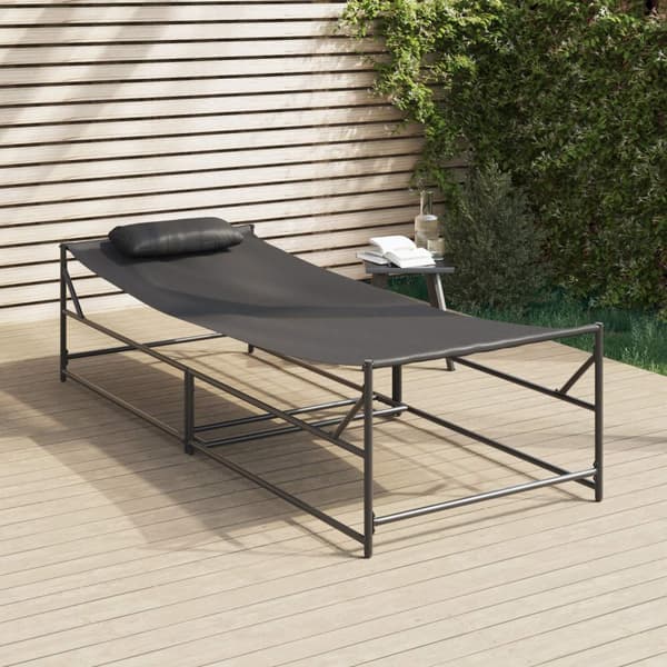 vidaXL Hage Solbed - Antrasitt - 200x74x73 cm - Stål & Textilene