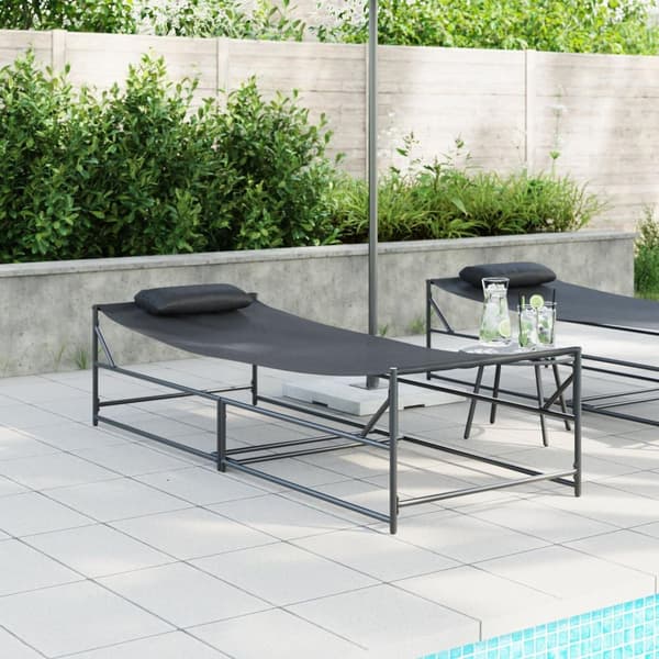 vidaXL Hage Solbed - Antrasitt - 200x74x73 cm - Stål & Textilene