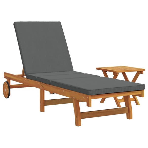 vidaXL Solstol Set av 2 Mörkgrå Massivt akaciaträ 65 x 200 x 84 cm