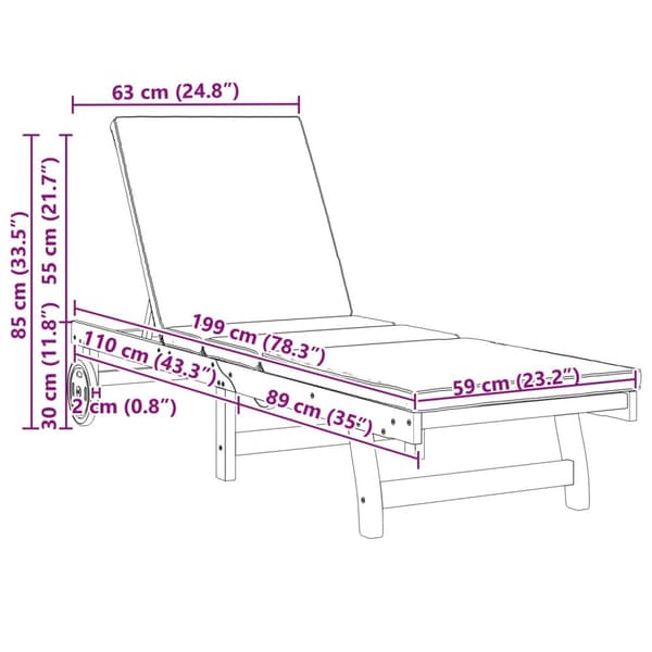 vidaXL Sol Lounger Set om 2 Brun, Röd