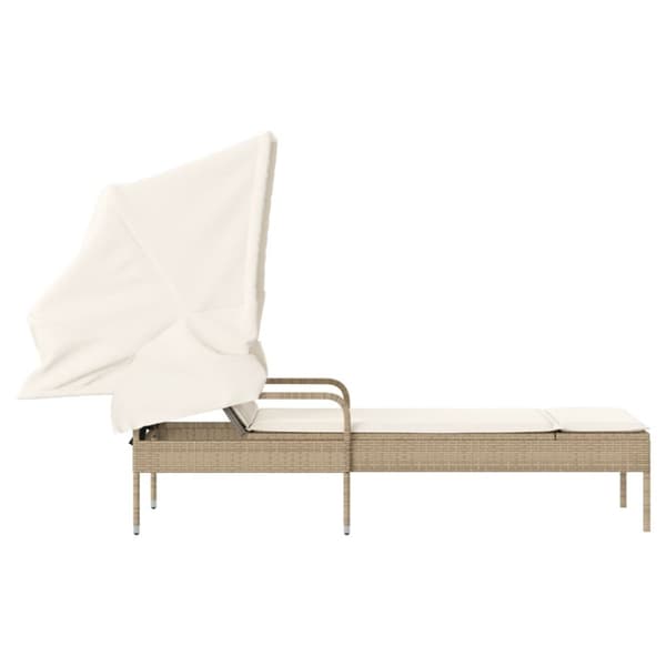 Solsäng med tak beige konstrotting