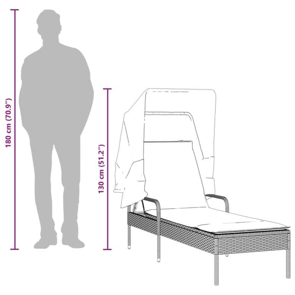 Solsäng med tak beige konstrotting