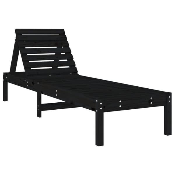 Solsängar 2 st med bord svart massiv furu