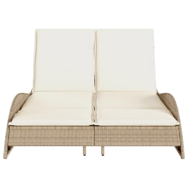 Solsäng med dyna beige 114x205x73 cm konstrotting