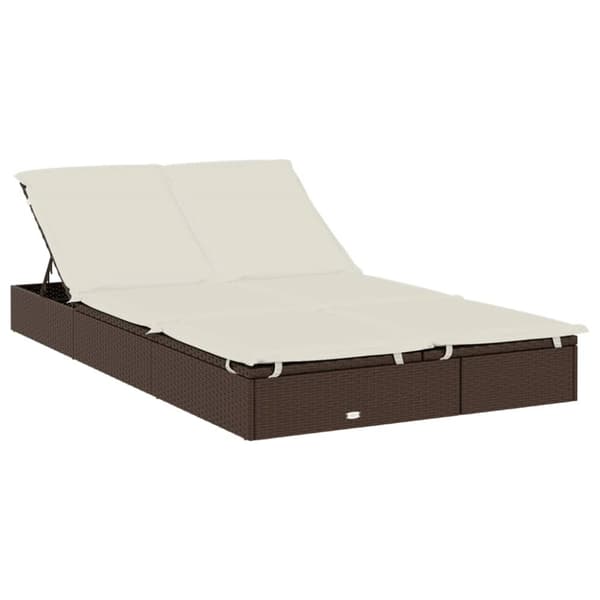 Solsäng med hopfällbart tak brun 213x118x97cm konstrotting