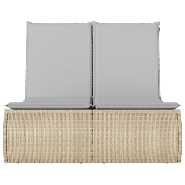 Dubbel solsäng med dynor beige konstrotting