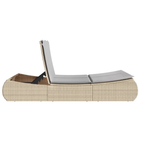 Dubbel solsäng med dynor beige konstrotting