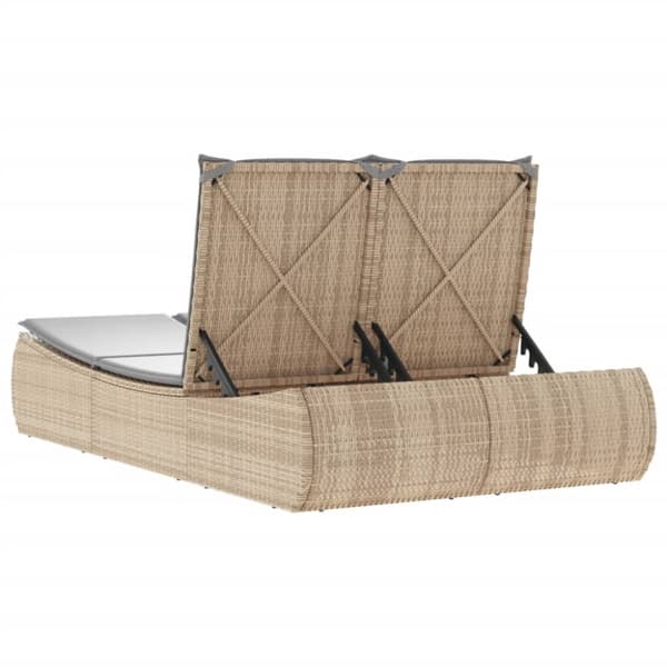 Dubbel solsäng med dynor beige konstrotting