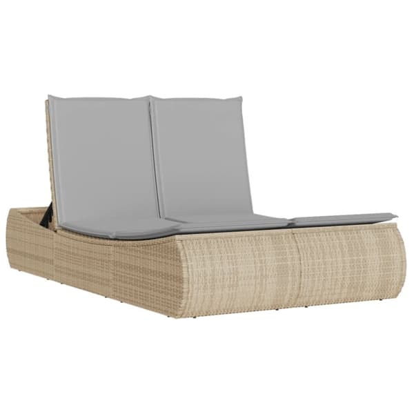 Dubbel solsäng med dynor beige konstrotting