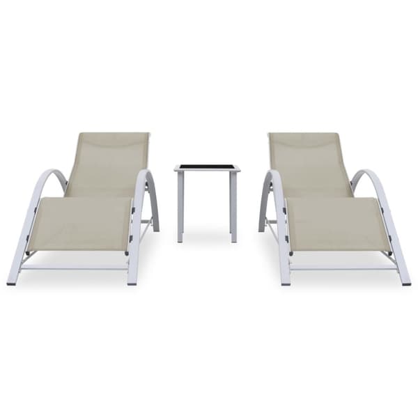Solsängar 2 st med bord aluminium gräddvit
