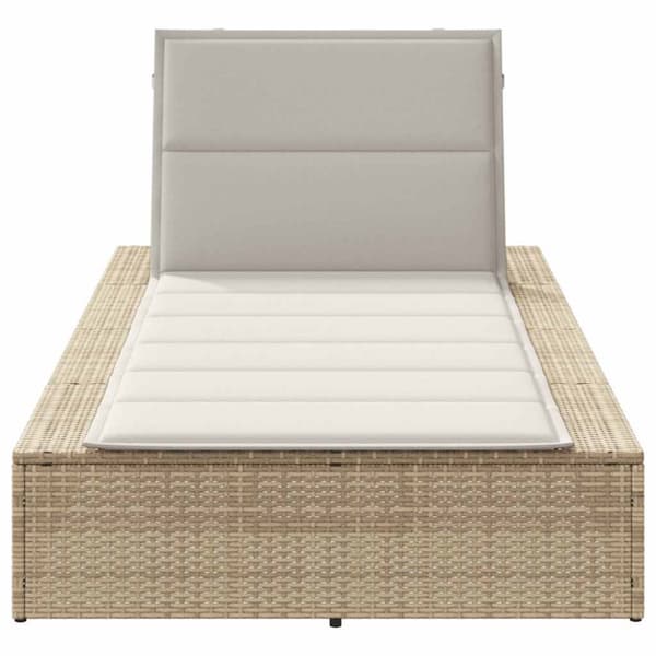 Solsäng med flytande dyna beige konstrotting