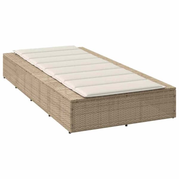 Solsäng med flytande dyna beige konstrotting