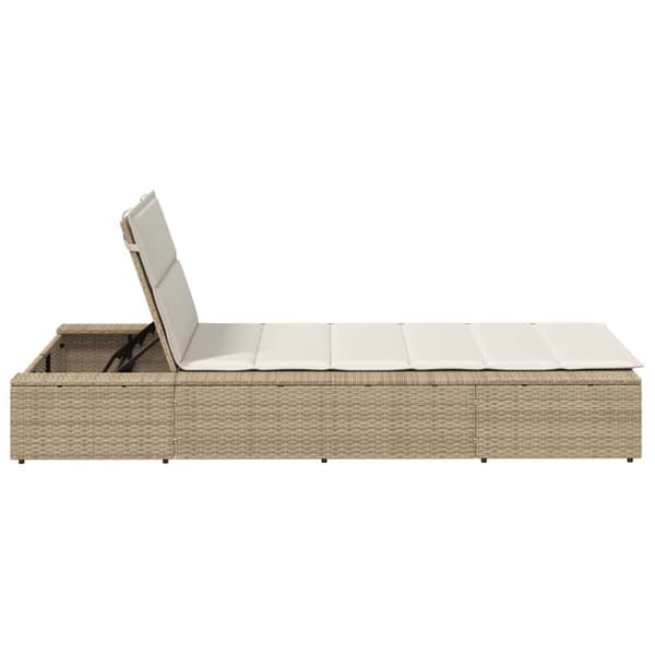 Solsäng med flytande dyna beige konstrotting