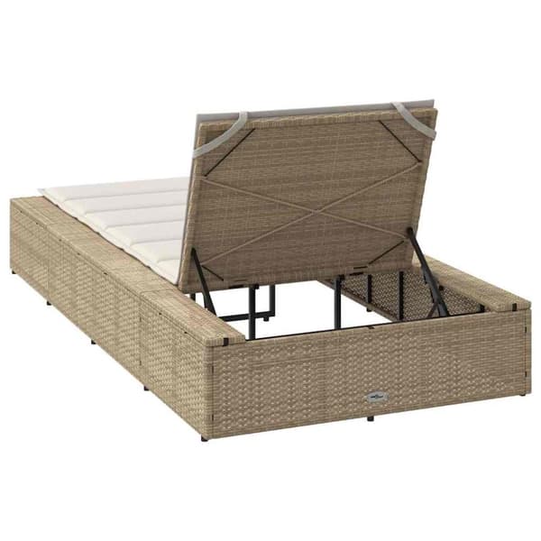Solsäng med flytande dyna beige konstrotting