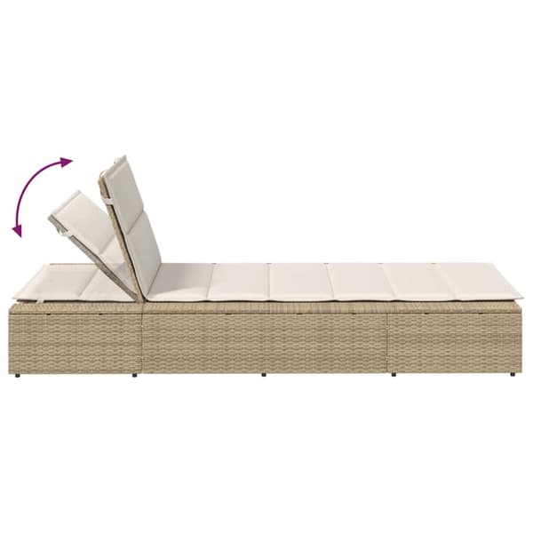 Solsäng med flytande dyna beige konstrotting