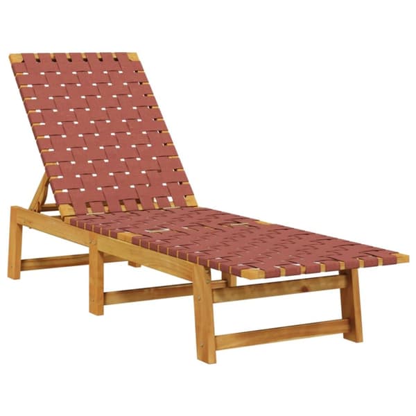 Solsäng med bord röd massivt akaciaträ och tyg