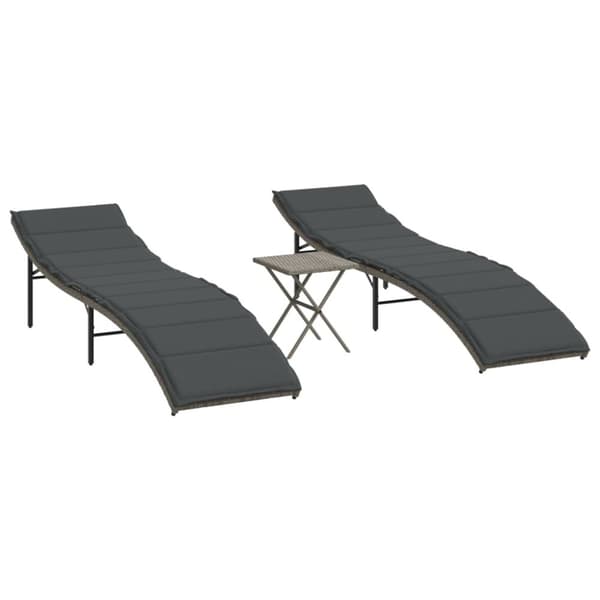 Solsängar 2 st med bord grå konstrotting