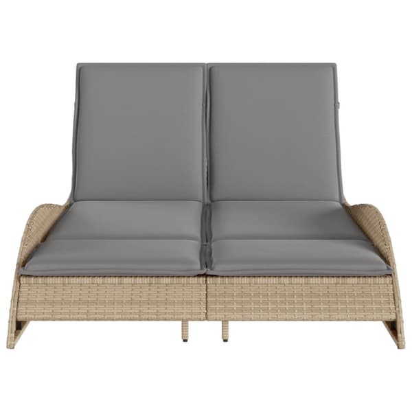 Solsäng med dyna beige 114x205x73 cm konstrotting
