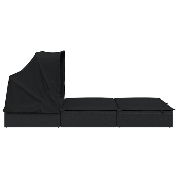 Solsäng med hopfällbart tak svart 213x118x97 cm konstrotting