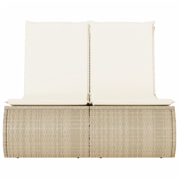 Dubbel solsäng med dynor beige konstrotting