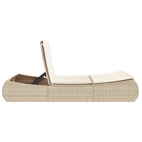 Dubbel solsäng med dynor beige konstrotting