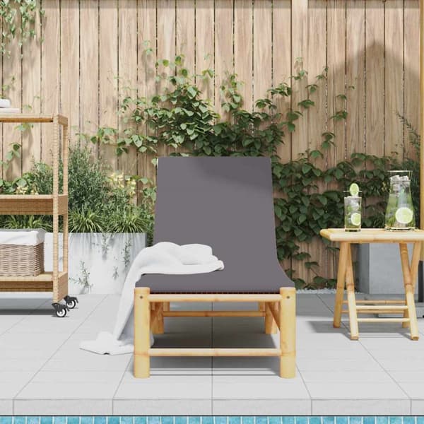 Solsäng med dynor 55x199x30 cm bambu