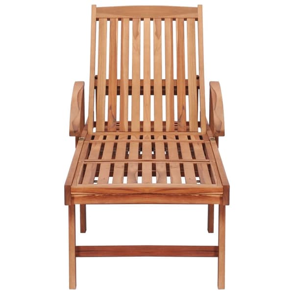 Solsäng med gräddvit dyna massiv teak