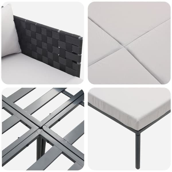 Solbädd med Kuddar 2-Person Anthracite 115x153x69,5 cm Stål