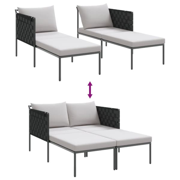 Solbädd med Kuddar 2-Person Anthracite 115x153x69,5 cm Stål