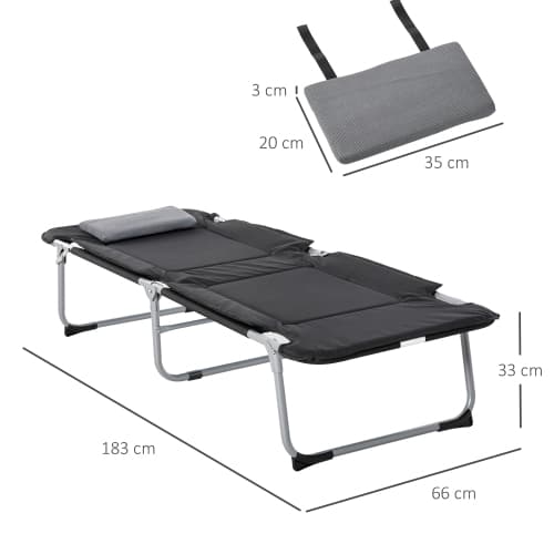 Sammenklappelig Camping Seng, Bærbart Design, Robust Stålramme, Behagelig Polstring