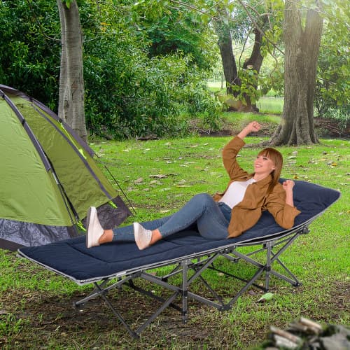 Camping seng, bærbar og sammenfoldelig design, tosidet komfort, vægtkapacitet 150 kg