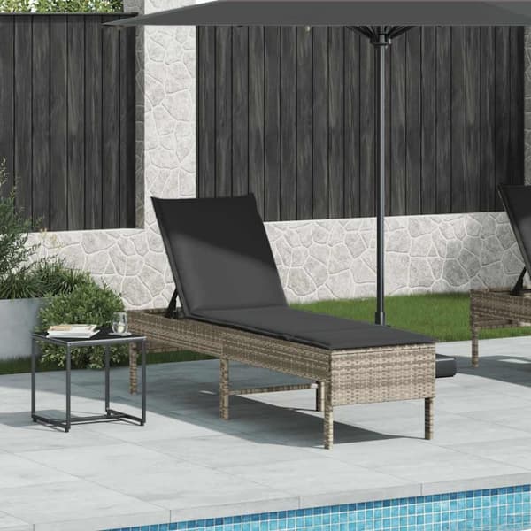 Solstol med dyna ljusgrå 55x200x44cm konstrotting