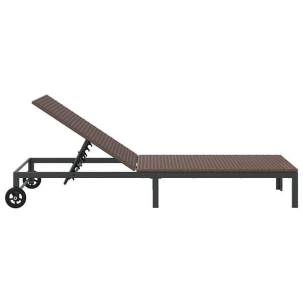 Solstol med hjul Brun Poly Rattan