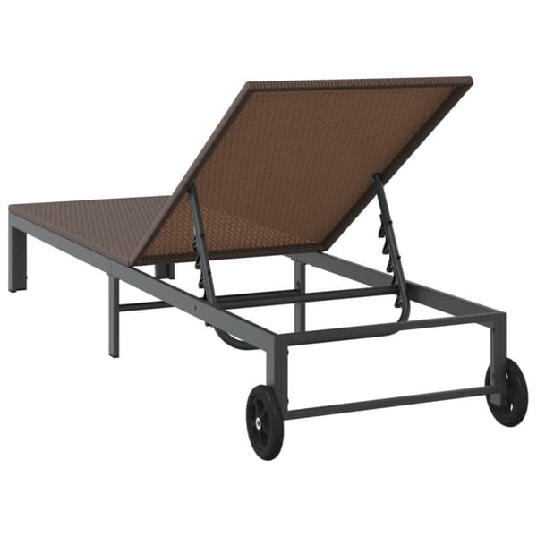 Solstol med hjul Brun Poly Rattan