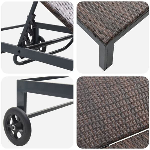 Solstol med hjul Brun Poly Rattan