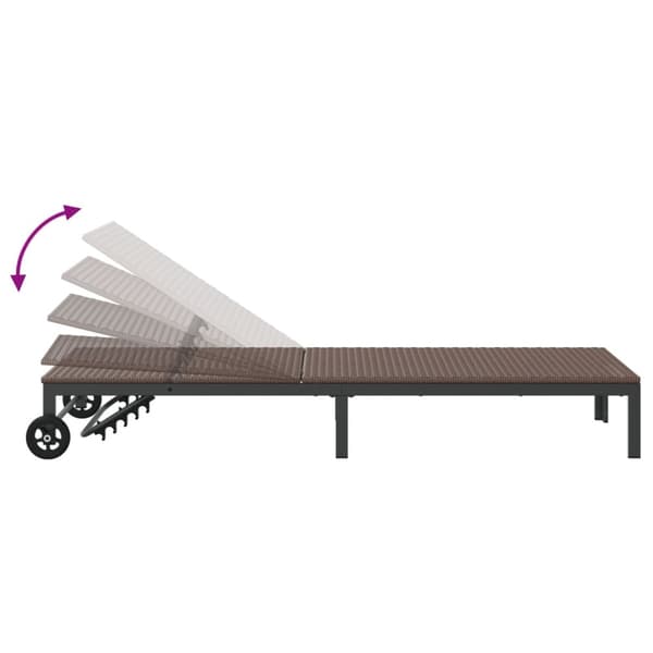 Solstol med hjul Brun Poly Rattan