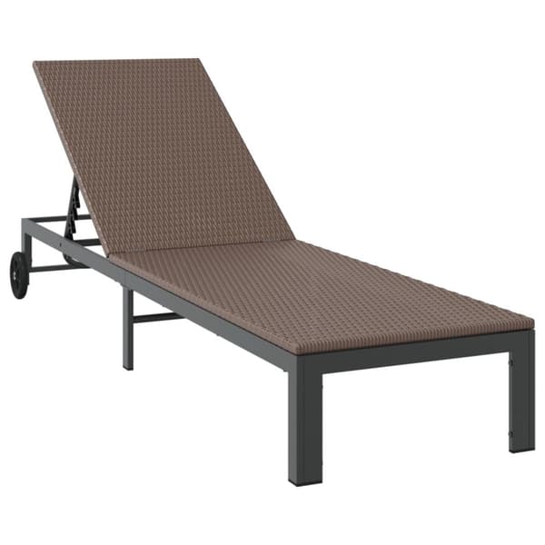 Solstol med hjul Brun Poly Rattan