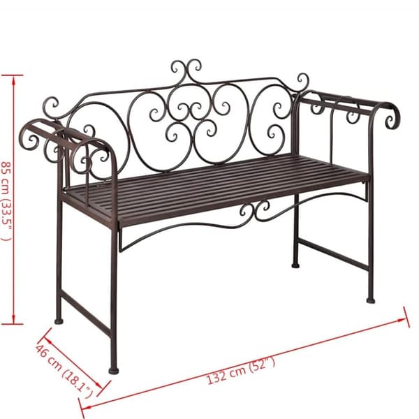 vidaXL Hagebenk 132 cm stål antikk brun