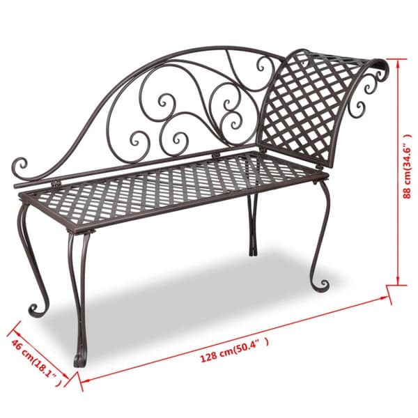 vidaXL Hagesjeselong 128 cm stål antikk brun
