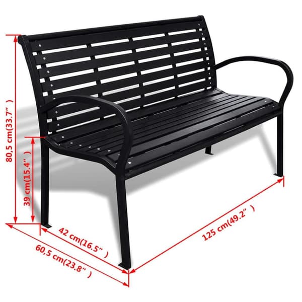 vidaXL havebænk 125 cm stål og WPC sort