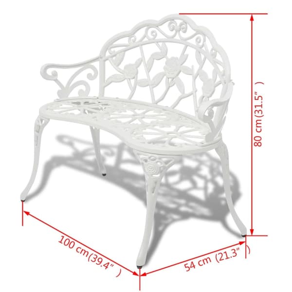 vidaXL Puutarhapenkki 100 cm valualumiini valkoinen