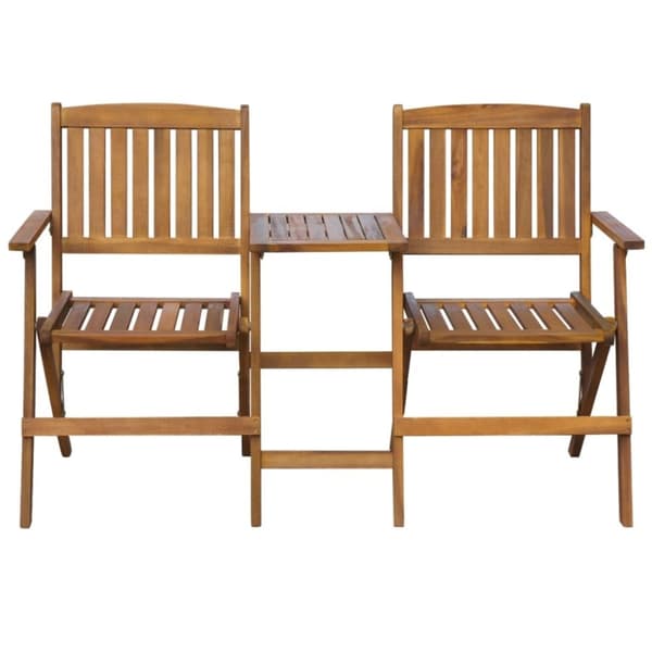 vidaXL Sammenleggbar hagebenk med tebord 140 cm heltre akasie