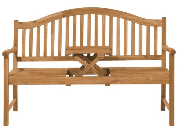 3-sits Trädgårdsbänk i Ljus Akaciaträ 150 cm med ett Hoppfalbärt Bord till Balkong Klassisk Stil